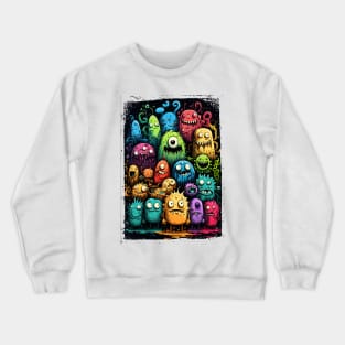 Colorful and Funny Monsters in Neon Watercolor Doodle Art Style Crewneck Sweatshirt